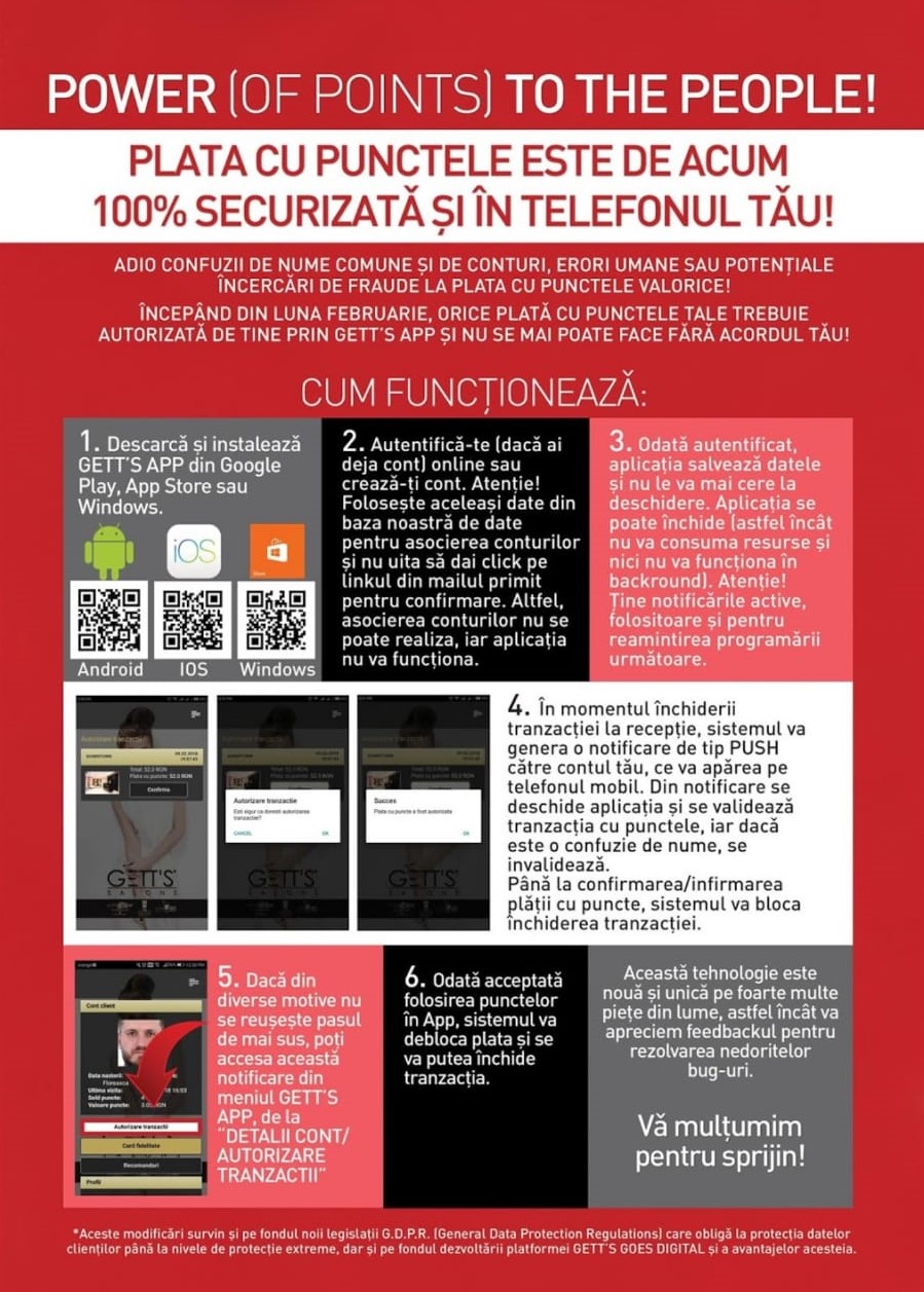 GETT'S - Plata cu puncte (securizata cu telefonul mobil)